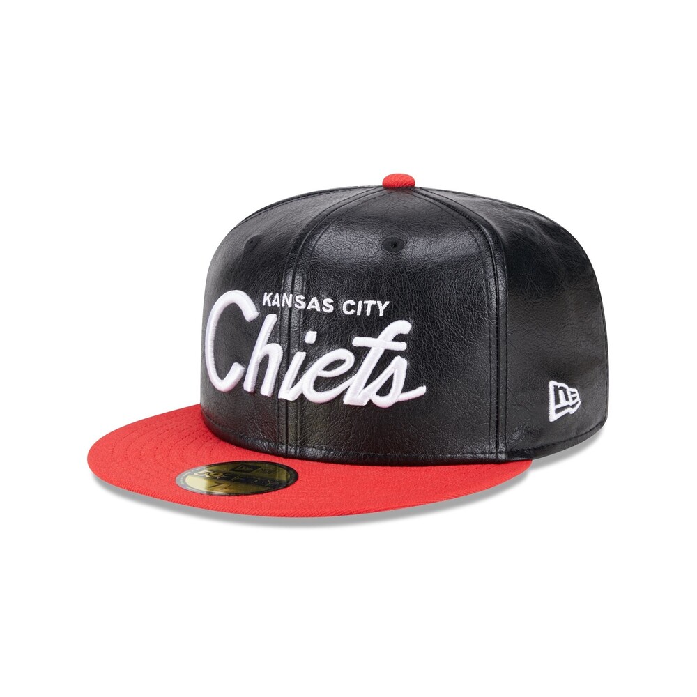 New Era Kansas City Chiefs Faux Leather Crown 59FIFTY Fitted Hat - Size 7 1/8